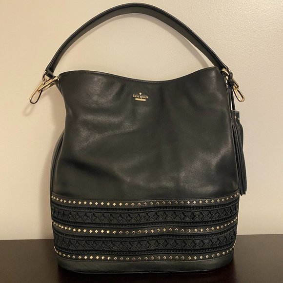 Kate Spade Basset Lane Cobie Black Leather Shoulder Tote - Picture 1 of 14